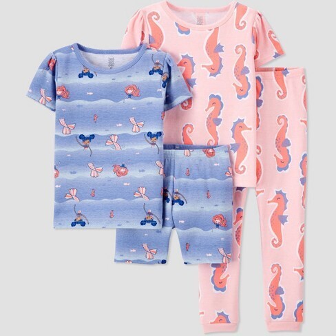 Baby Girls' 4pc Seashore Mermaid Snug Fit Pajama Set - Just One You