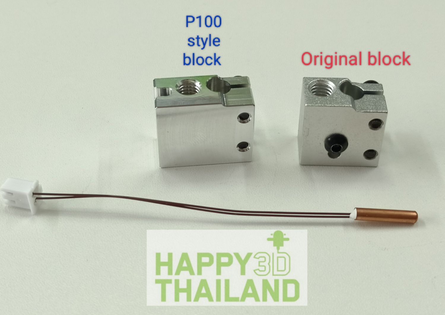 2 piece, Hot end set. P100 style BLOCK, THERMISTOR