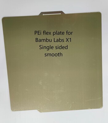 Bambu Labs X1. PEi Flex plate, SINGLE sided, SMOOTH amber color.