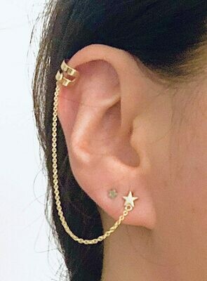 Star post + cuff 14K Gold plated sterling silver /20208