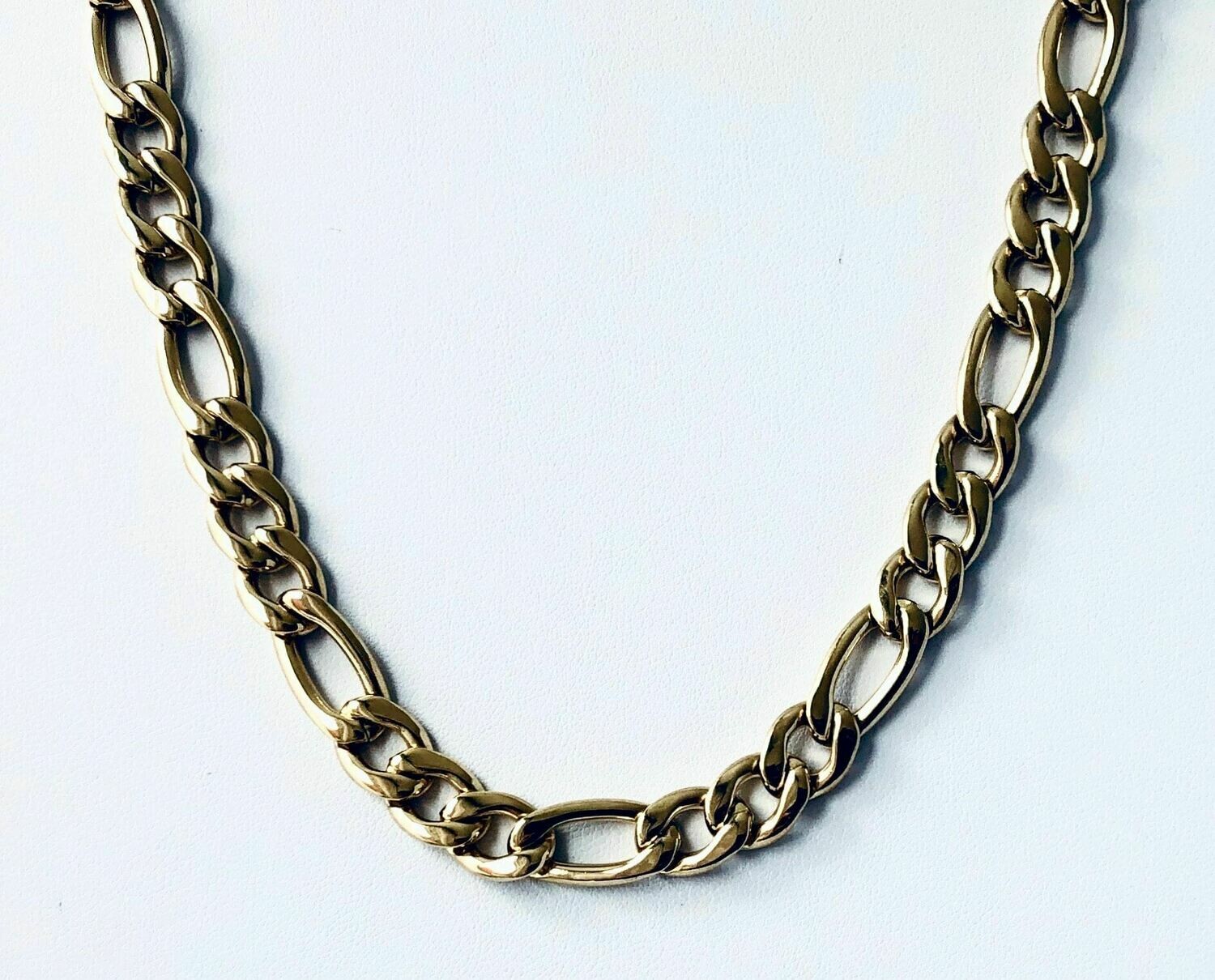 Bold 14K Gold Plate Steel Link Chain 16" Necklace