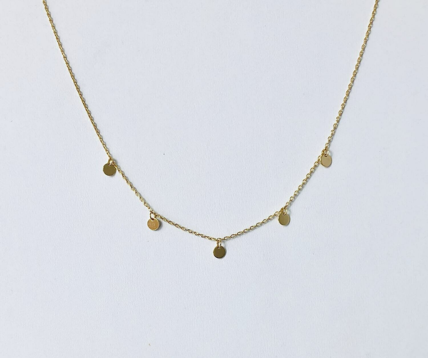 14k Gold Plate Brass Dots 16" Necklace
