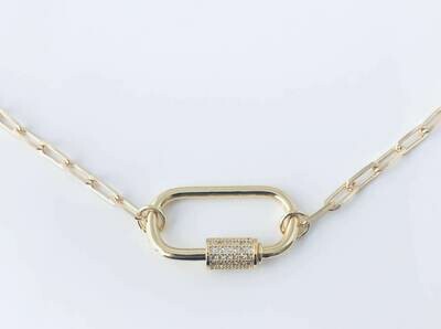Lock Clip Chain with CZs 16" 14k Gold Filled