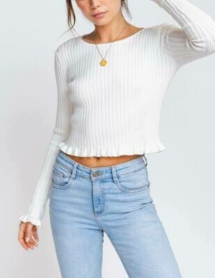 Tiny Ruffle Trim Sweater
