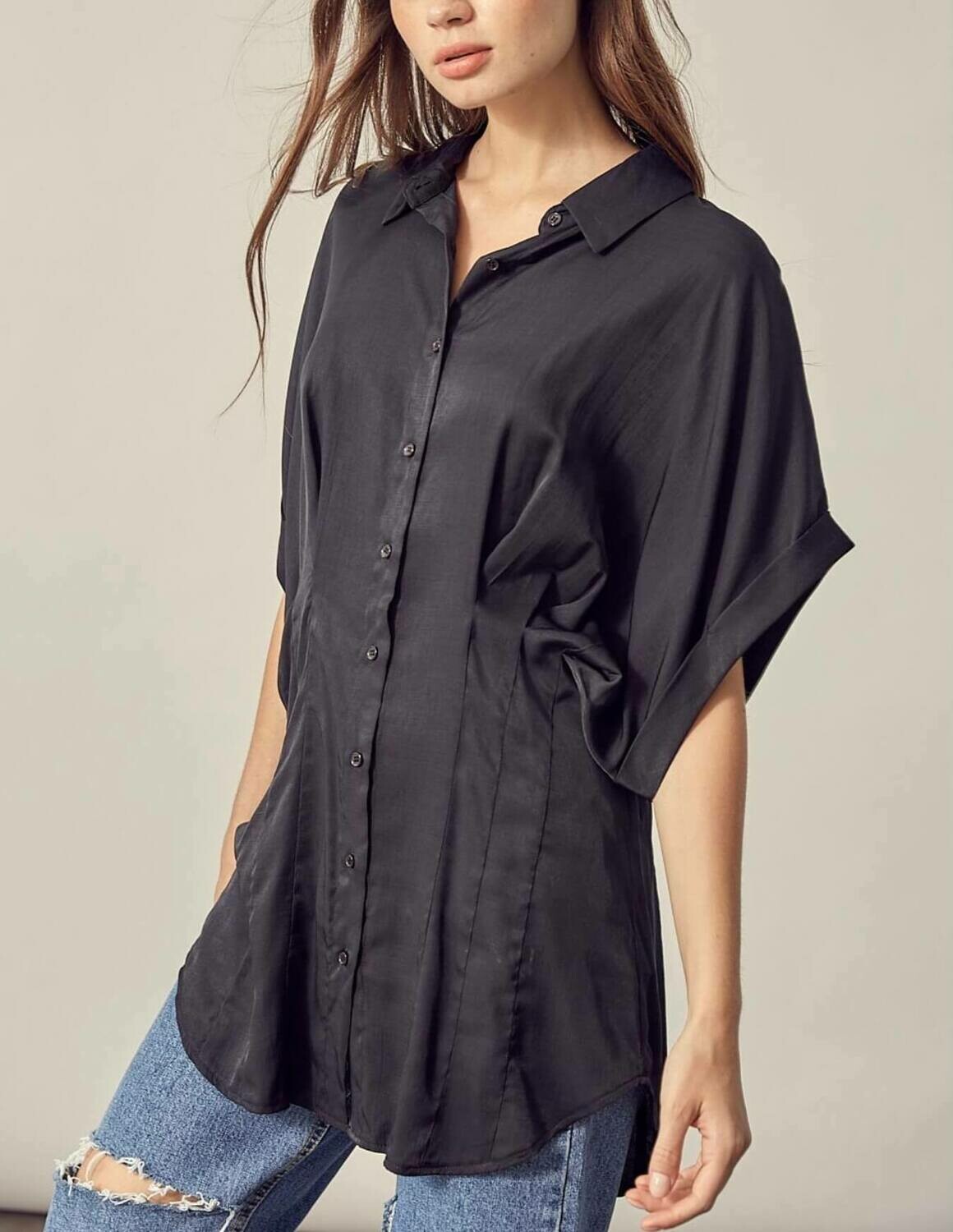 Fitted Waist Button-Up