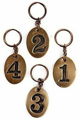 Hotel Style Brass Keyring-Number 1