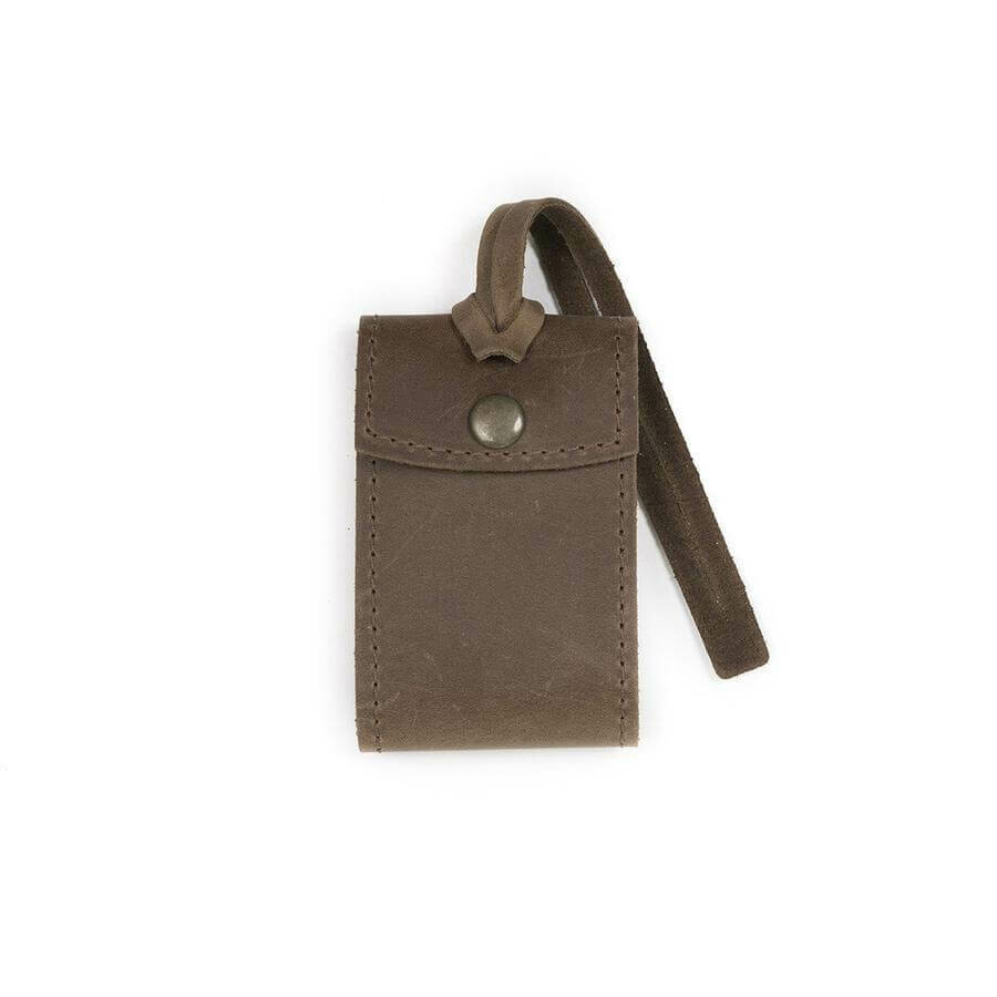 Security Leather Luggage Tag-Dark Brown