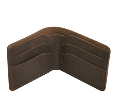 Bifold Leather Wallet -Dark Brown