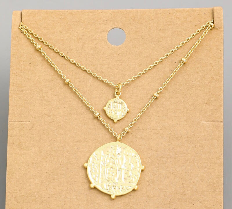 18k Gold Dipped Layered Coin Necklace