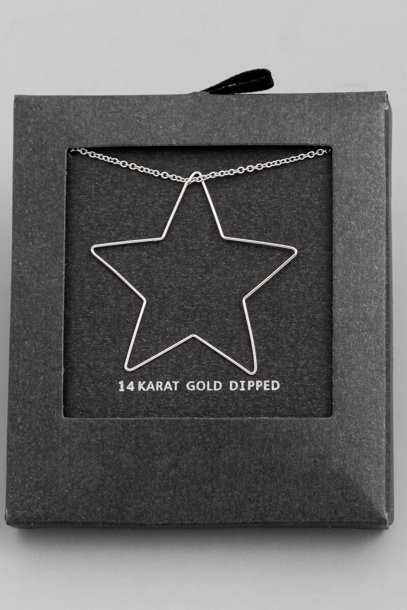 White Gold Dip Star Necklace