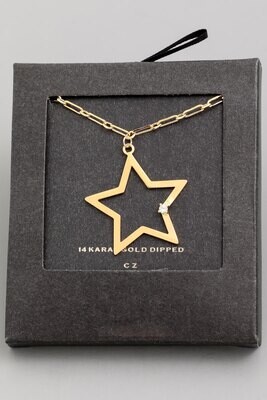 14K Gold Dip Star Necklace