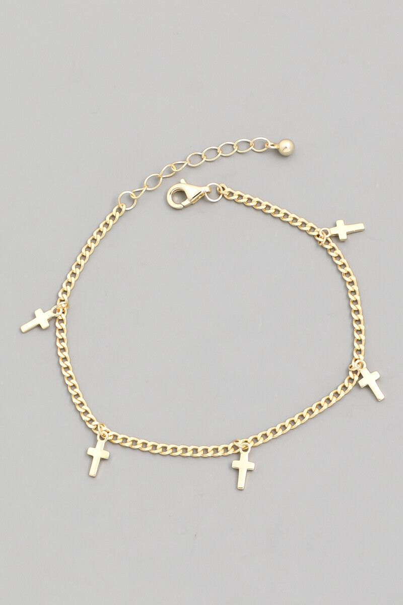 Goldplated Sterling Cross Charm Bracelet