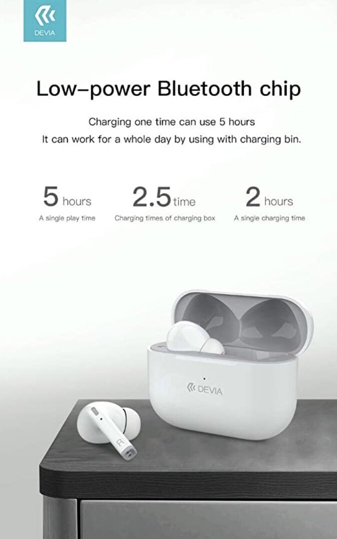 Devia TWS Wireless Earphone Joy A5, White