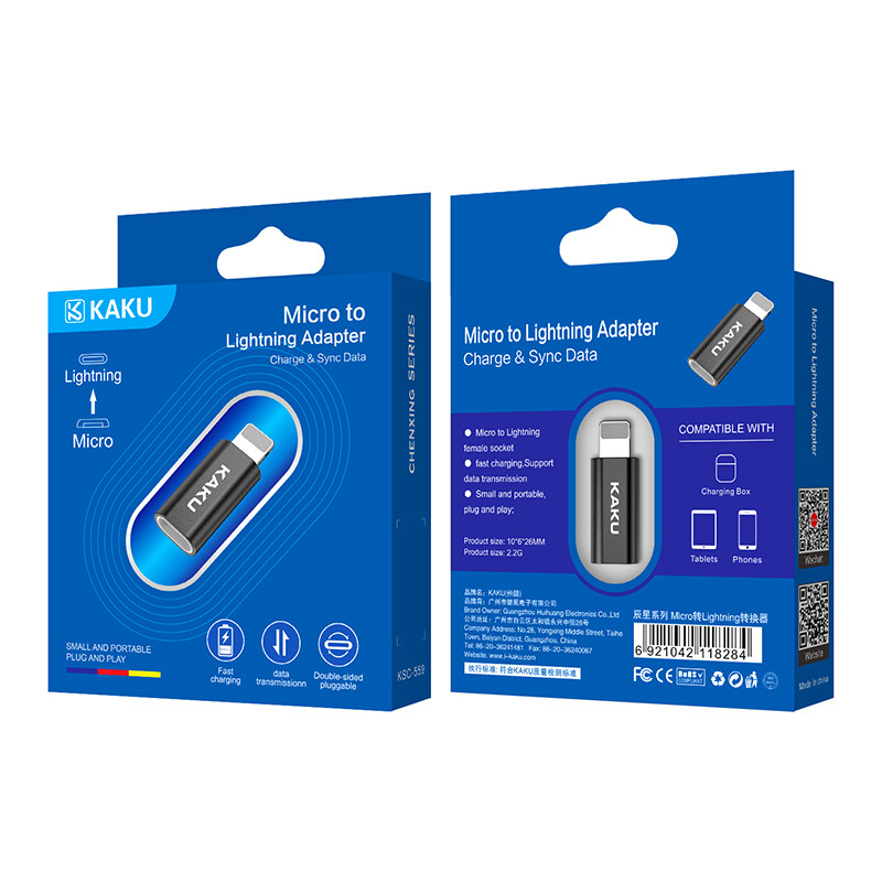 &lt;p&gt;Kaku Micro To Lightning Converter, Black, KSC-559 CHENXING&lt;/p&gt;