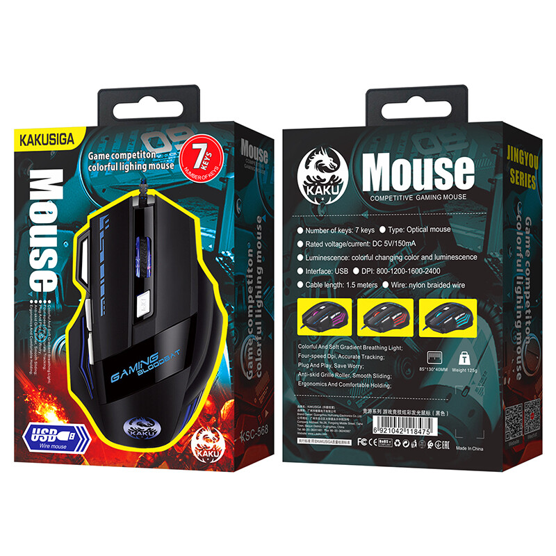 Kaku Gaming Dazzle Luminous Mouse, Black, KSC-568 JINGYOU