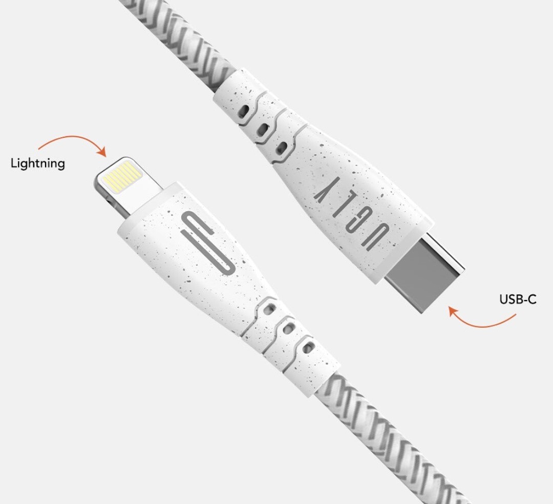 Ugly Rubber USB-C to Lightning Cable (1.2 Meter), White (MFI)