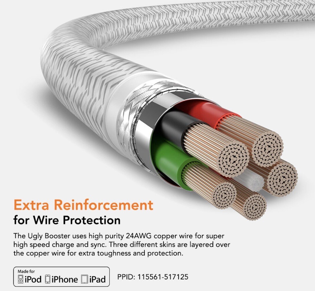 Ugly Rubber USB-C to Lightning Cable (1.2 Meter), White (MFI)