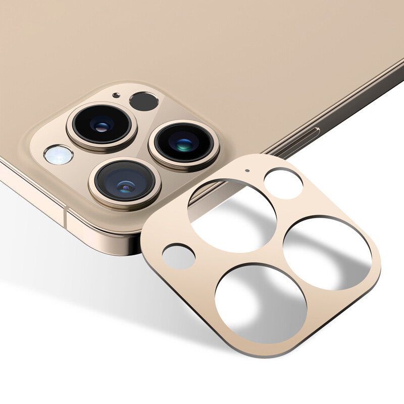 TDG iPhone 12 Pro Max Lens Protector, Blue/Gold (Lens Protector)