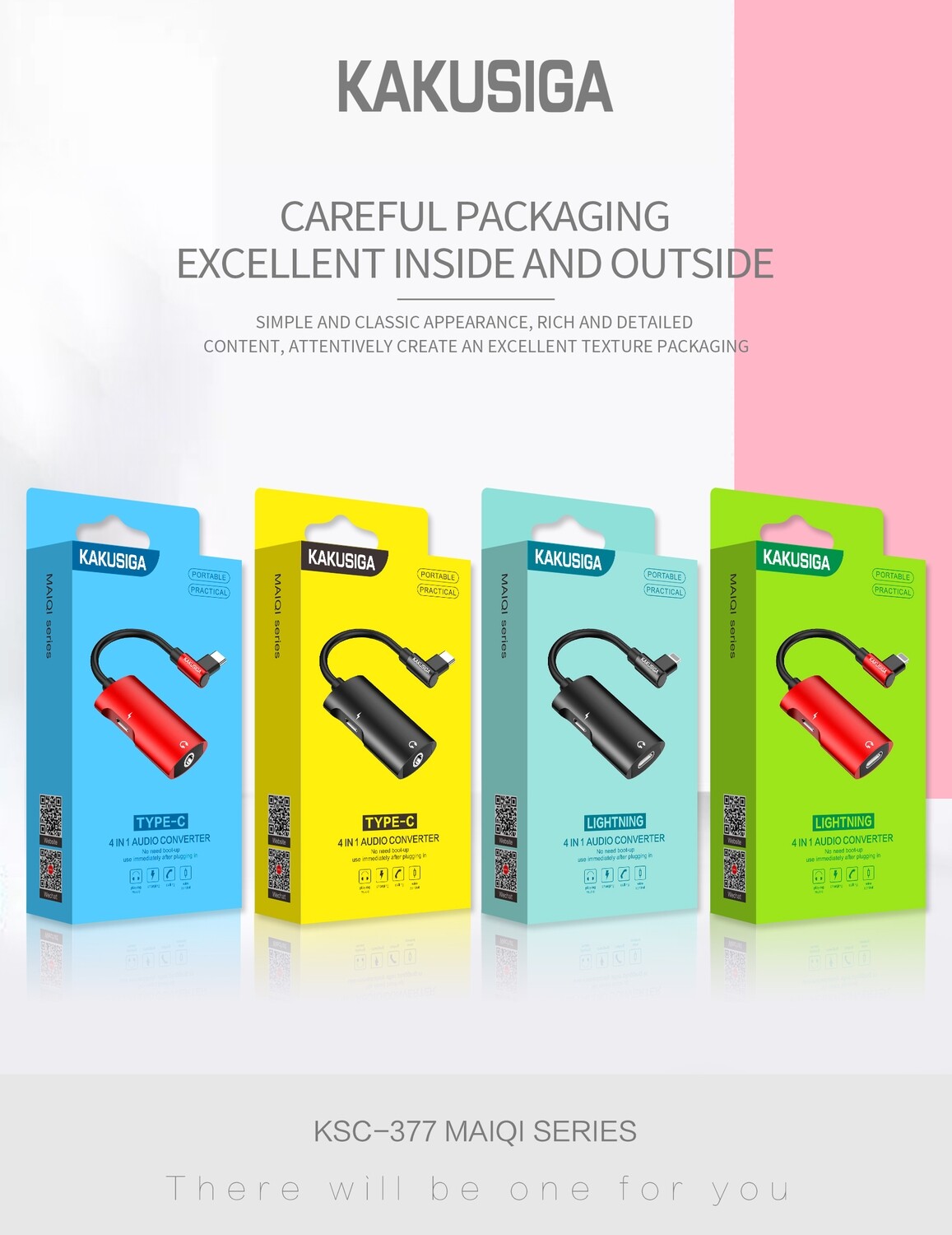 Kaku 4 In 1 Audio Converter (Type-C), Black