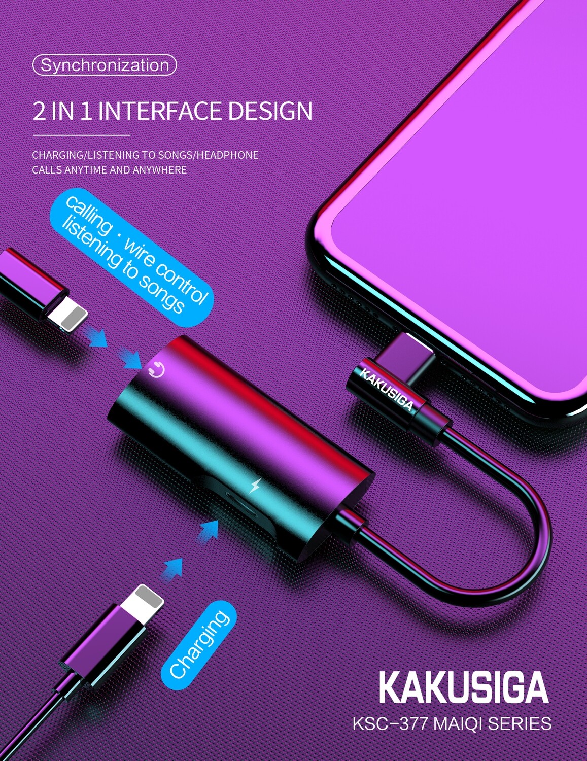 Kaku 4 In 1 Audio Converter (Type-C), Black