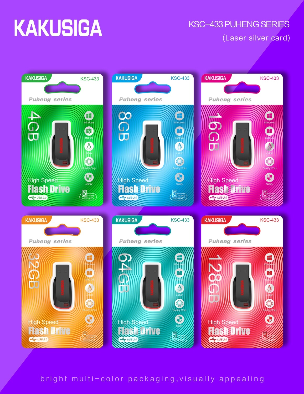 Kaku High Speed Flash Disk (128G), Black KSC-433 PUHENG