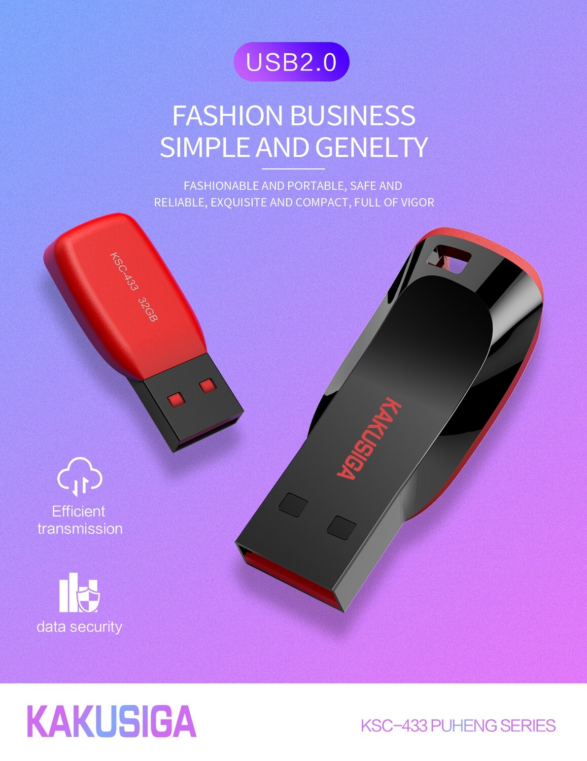 Kaku High Speed Flash Disk (128G), Black KSC-433 PUHENG