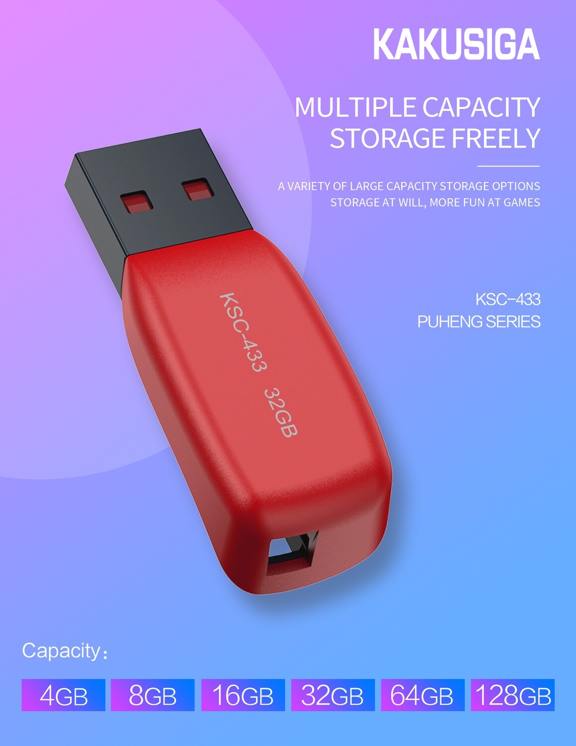 Kaku High Speed Flash Disk (128G), Black KSC-433 PUHENG