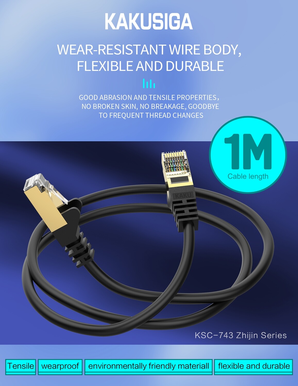 Kaku Class Pure Copper Gigabit Ethernet Cable (1M), Black