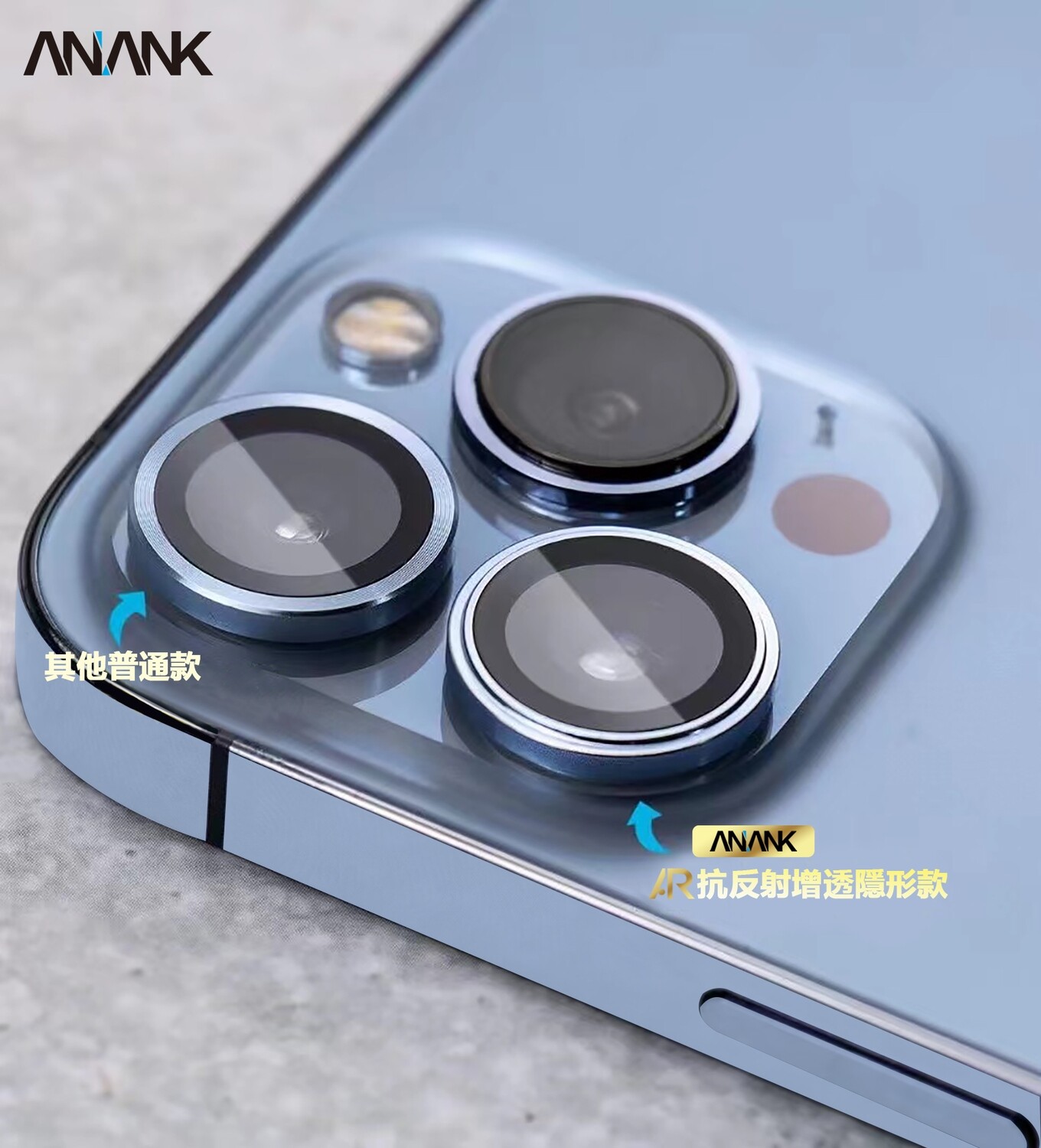 Anank iPhone 13 Pro/13 Pro Max AR Circle Lens Guard, Transparent