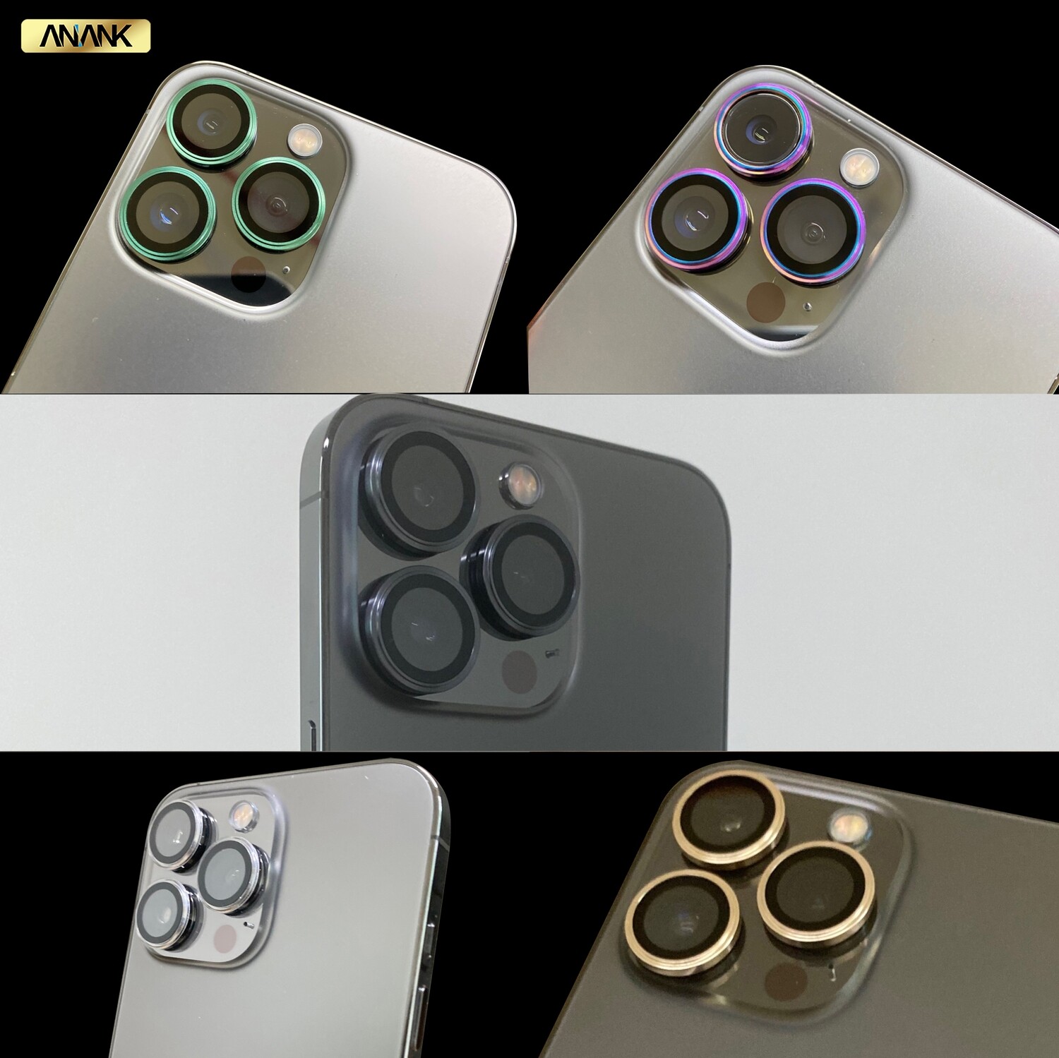 Anank iPhone 13 Pro/13 Pro Max AR Circle Lens Guard, Silver (Lens Protector)