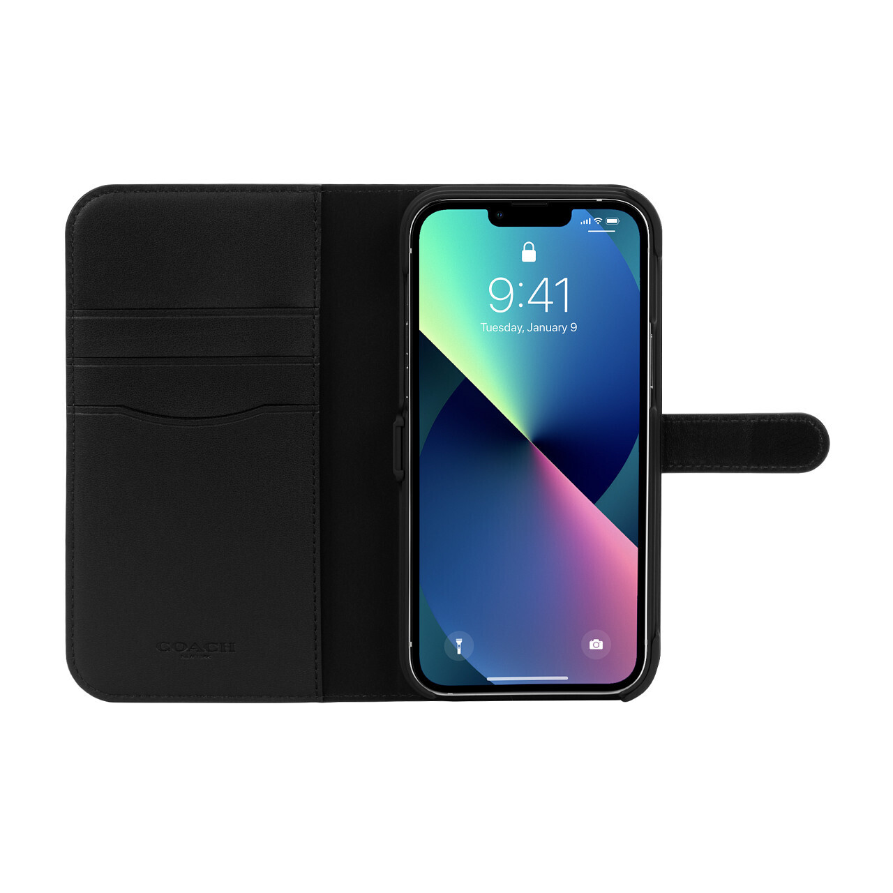 Coach iPhone 13 Pro Max Folio, Signature C Black