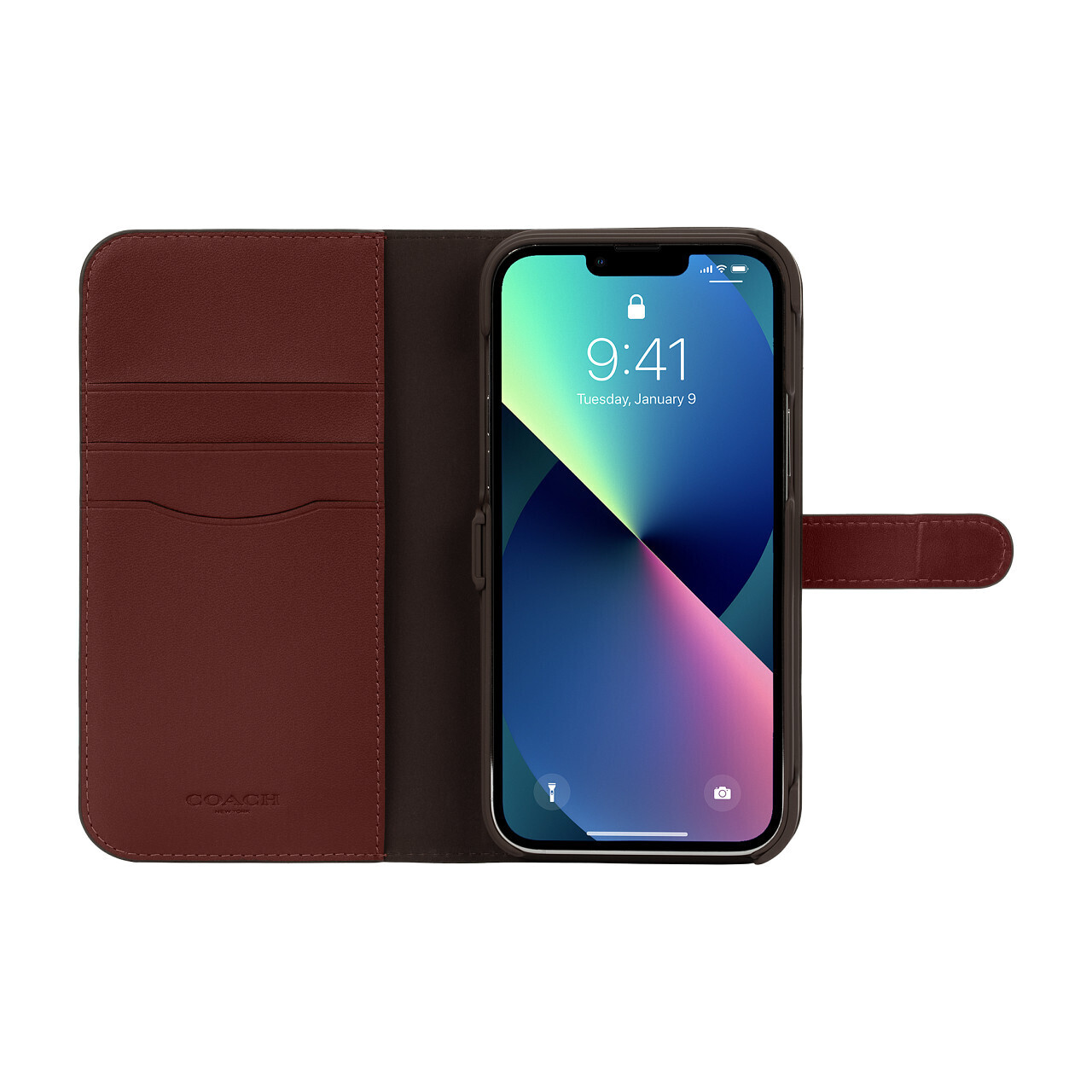 Coach iPhone 13 Pro Max Folio, Signature C Khaki