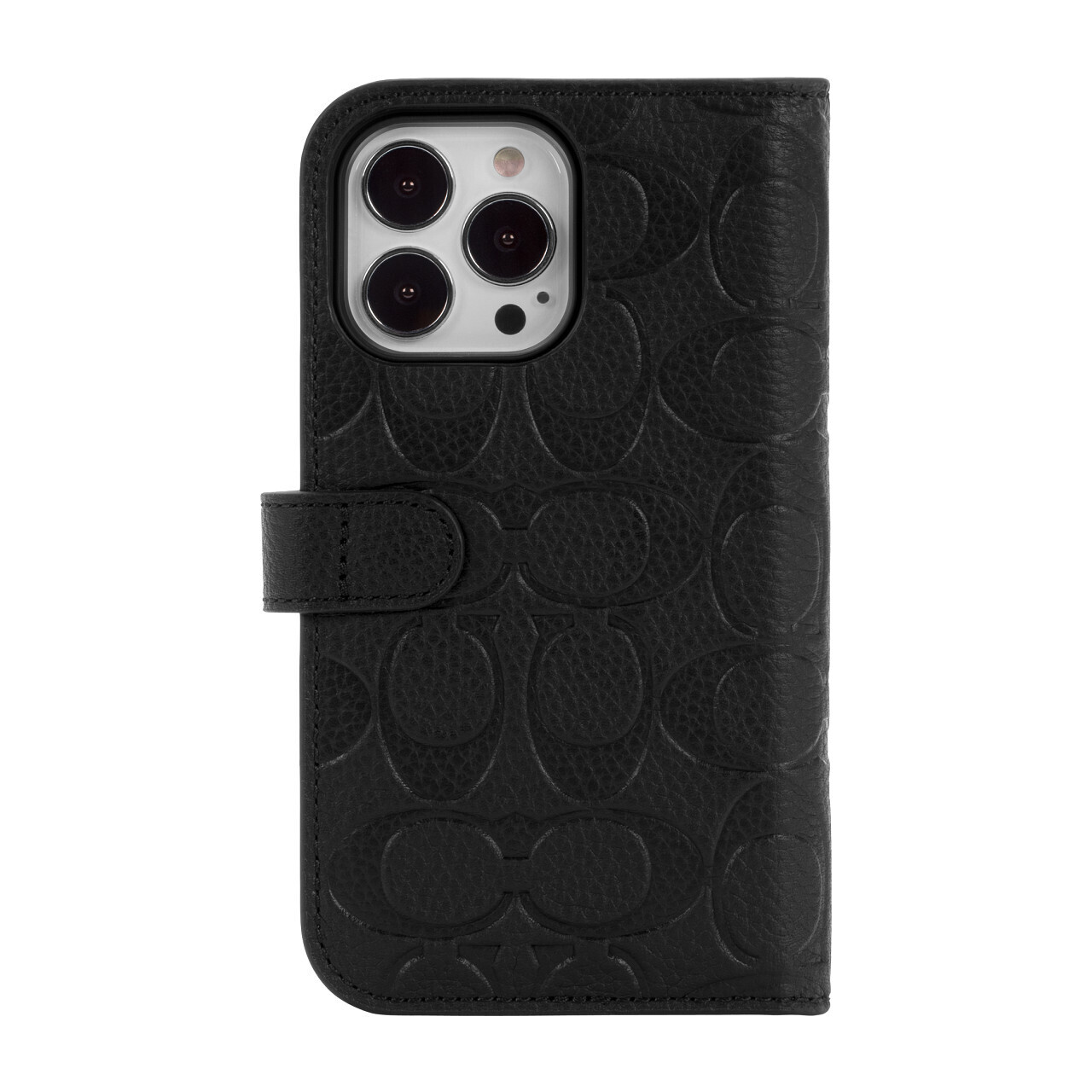 &lt;p&gt;Coach iPhone 13 Pro Leather Folio, Black Emboss Signature C Pebbled Leather&lt;/p&gt;