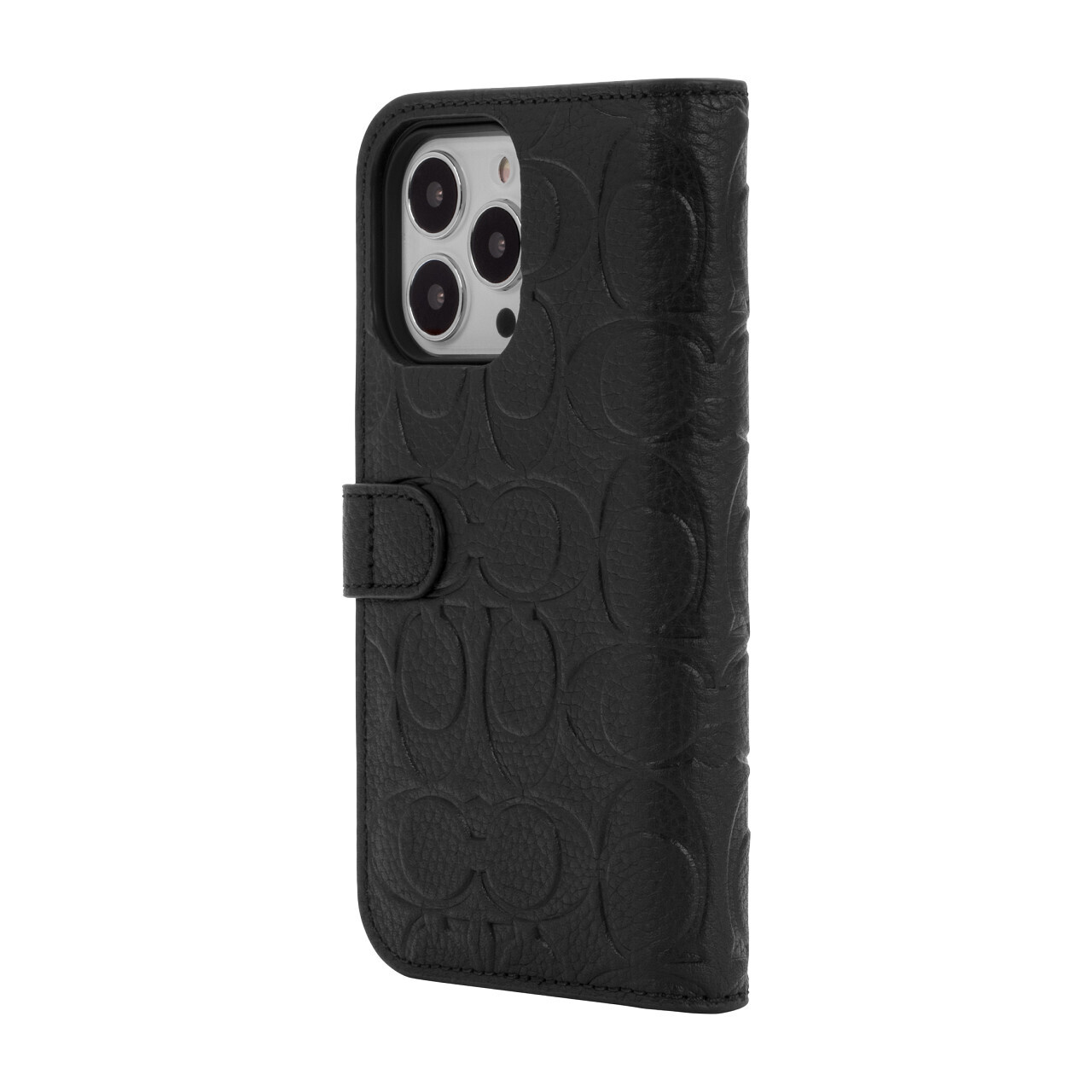 &lt;p&gt;Coach iPhone 13 Pro Leather Folio, Black Emboss Signature C Pebbled Leather&lt;/p&gt;