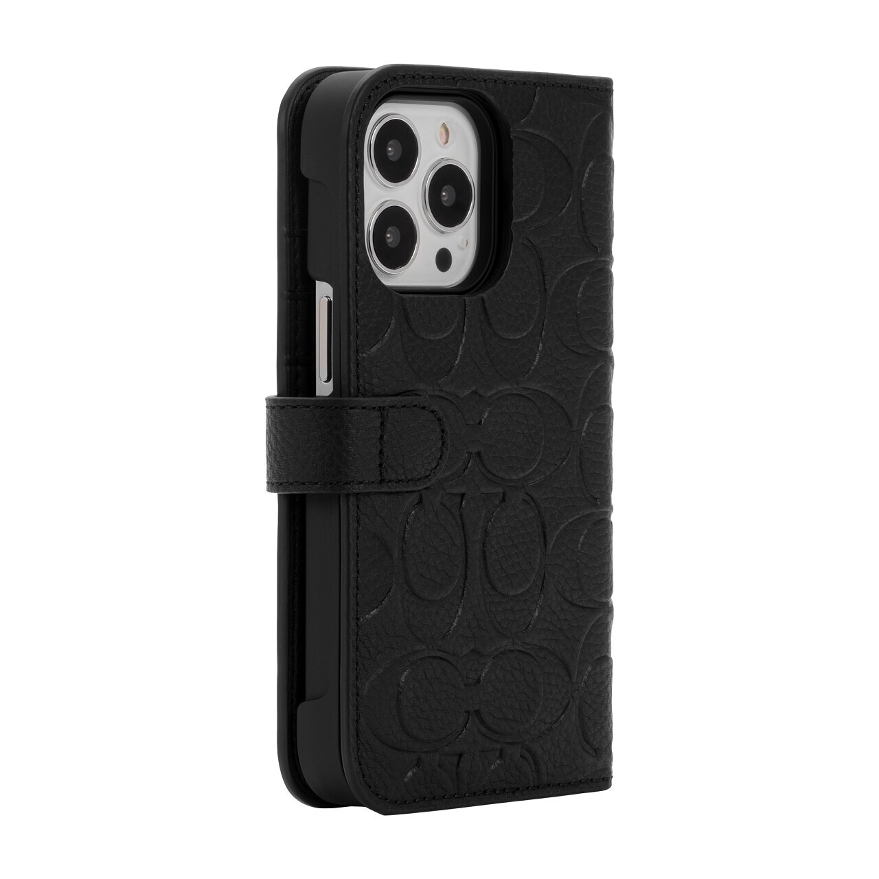 &lt;p&gt;Coach iPhone 13 Pro Leather Folio, Black Emboss Signature C Pebbled Leather&lt;/p&gt;