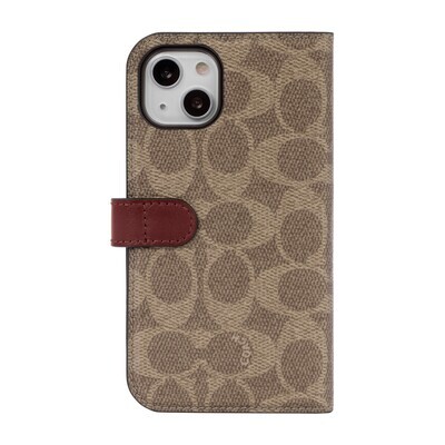 Coach iPhone 13 Folio, Signature C Khaki - view 1