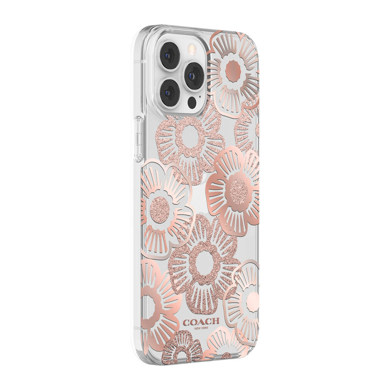 Coach iPhone 13 Pro Max Protective, Tea Rose Blush/Blush/Metallic/Glitter/Clear