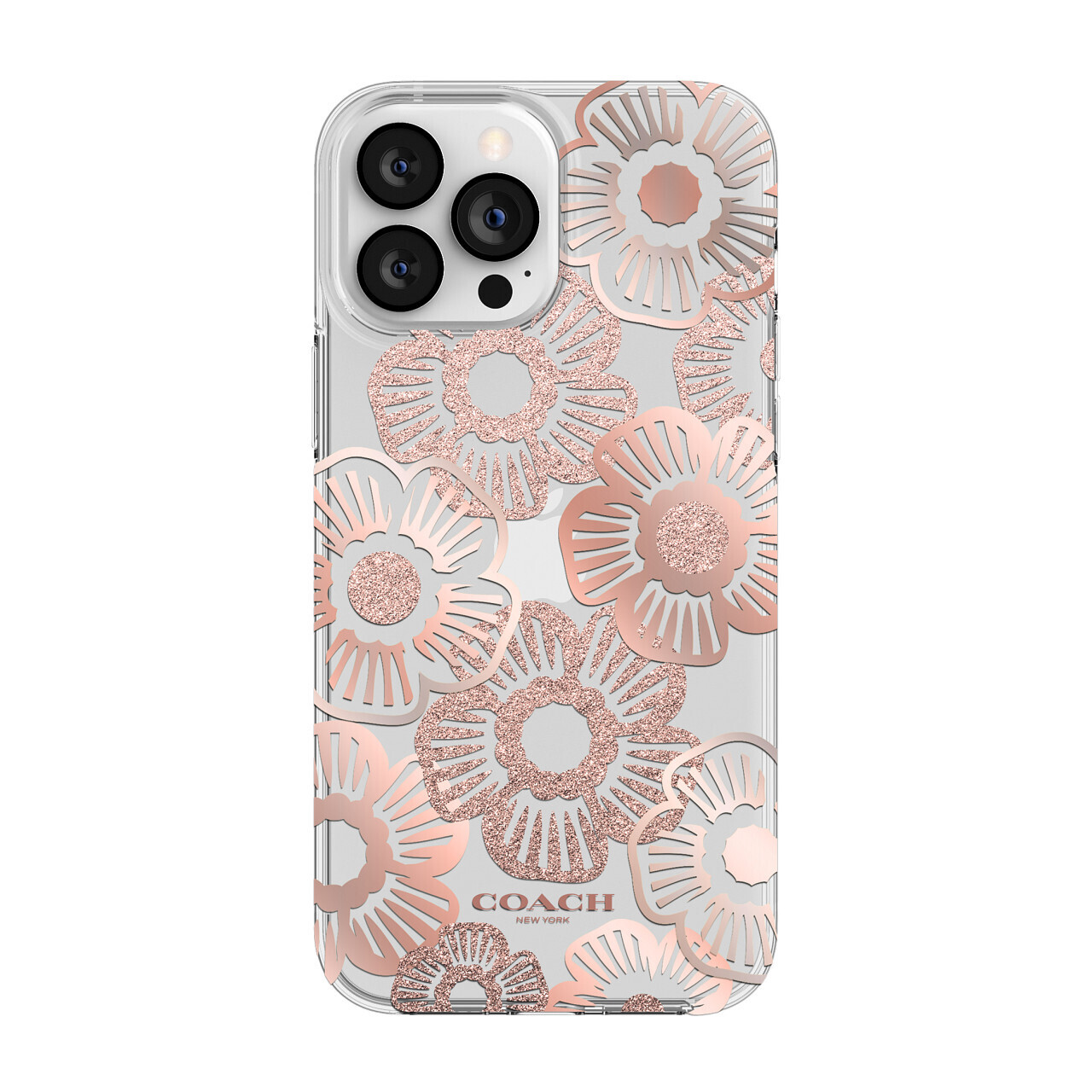 Coach iPhone 13 Pro Max Protective, Tea Rose Blush/Blush/Metallic/Glitter/Clear