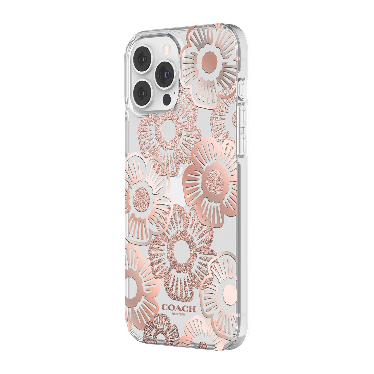 Coach iPhone 13 Pro Max Protective, Tea Rose Blush/Blush/Metallic/Glitter/Clear