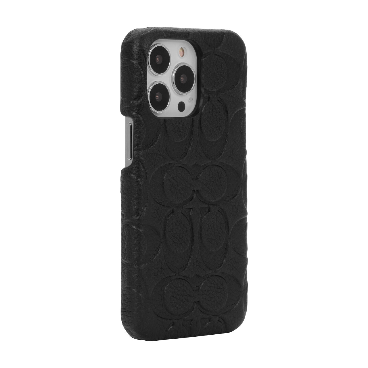 Coach iPhone 13 Pro Leather Slim Wrap, Black Emboss Signature C Pebbled Leather