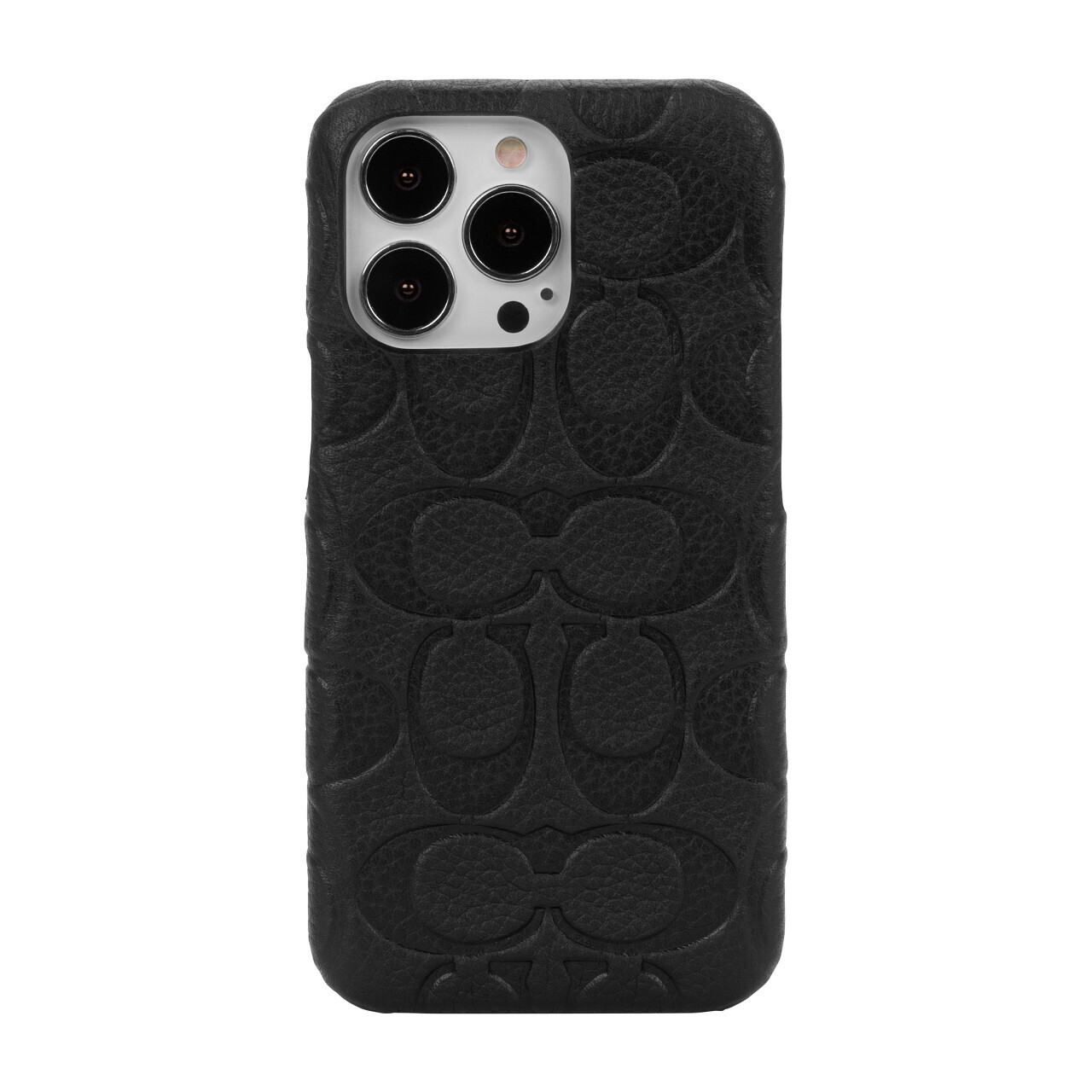 Coach iPhone 13 Pro Leather Slim Wrap, Black Emboss Signature C Pebbled Leather