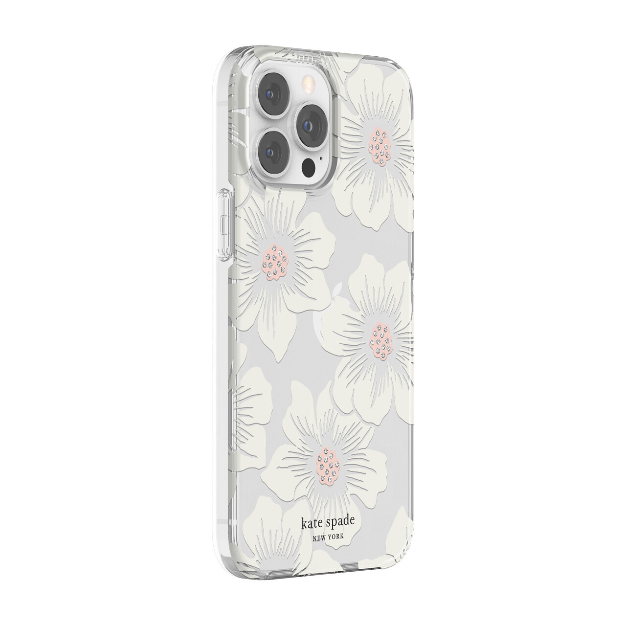 KSNY iPhone 13 Pro Max Protective Hardshell, Hollyhock Floral Clear/Cream with S