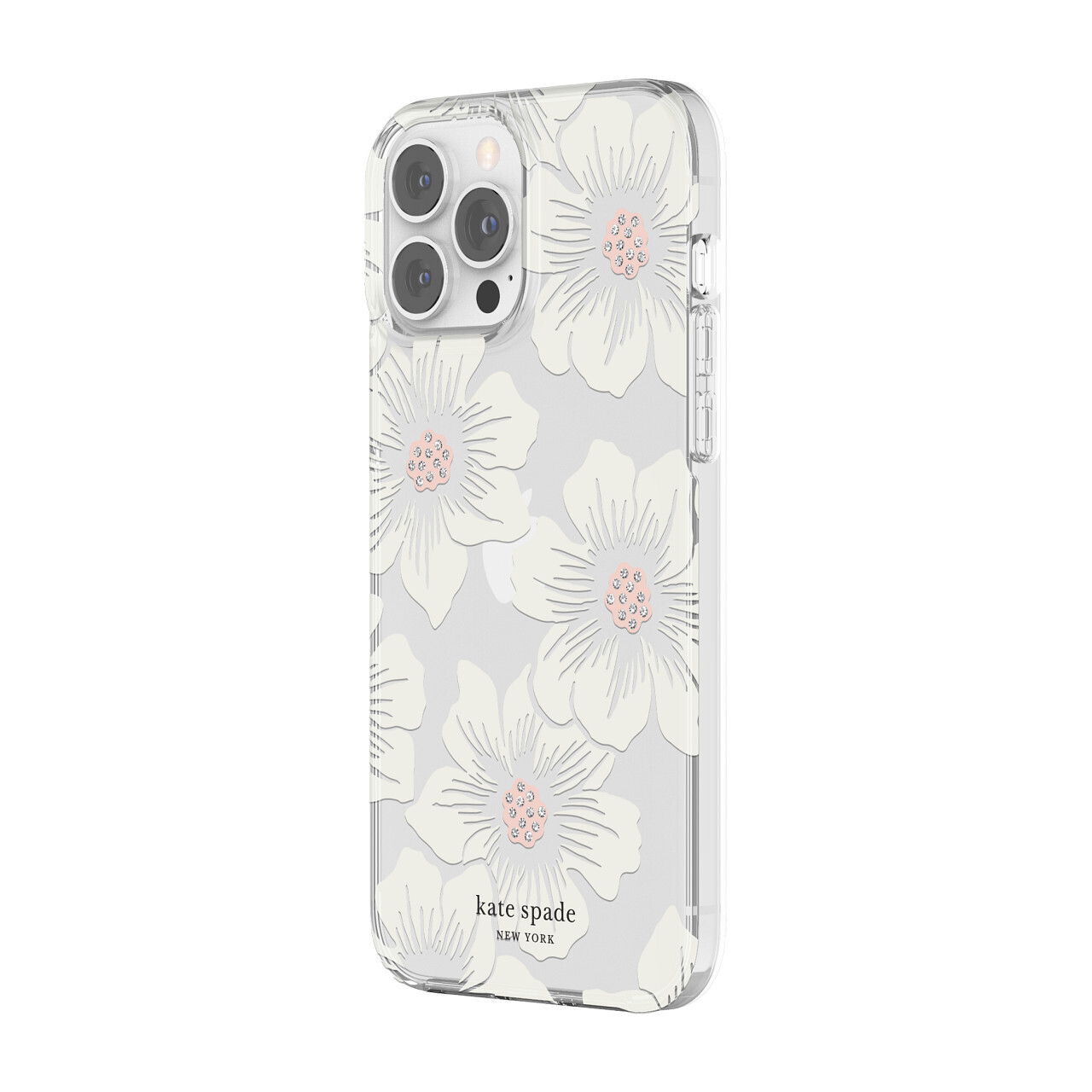 Kate Spade New York iPhone 13 Pro Protective Hardshell, Hollyhock Floral Clear/C