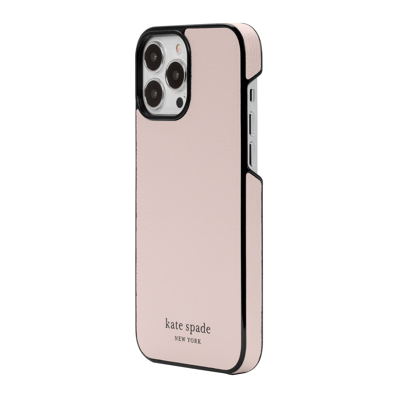 Kate Spade New York iPhone 13 Pro Max Wrap, Pale Vellum/Black Bumper/Black Logo