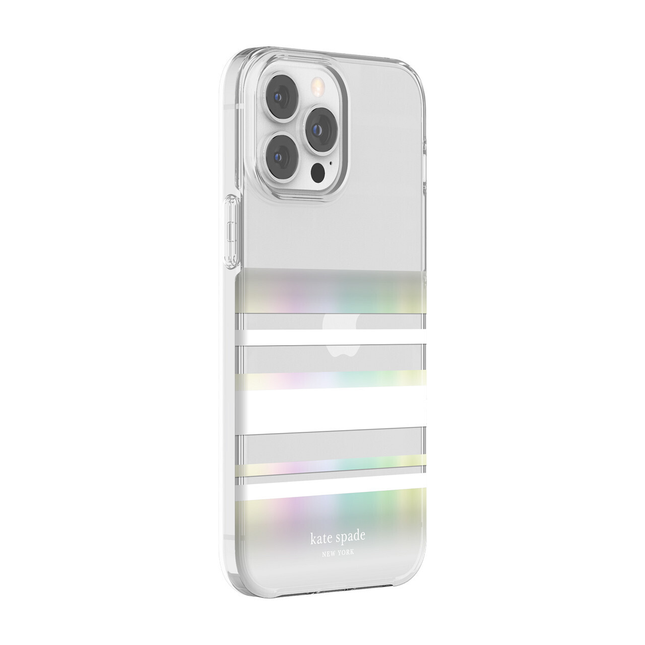 Kate Spade New York iPhone 13 Pro Protective Hardshell, Park Stripe/White/Irides