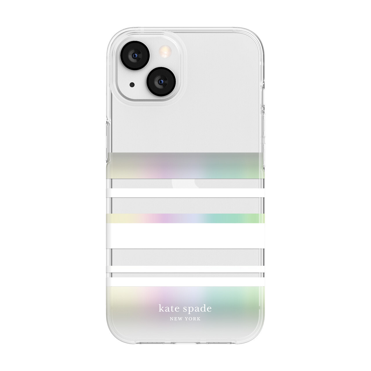 Kate Spade New York iPhone 13 Protective Hardshell, Park Stripe/White/Iridescent