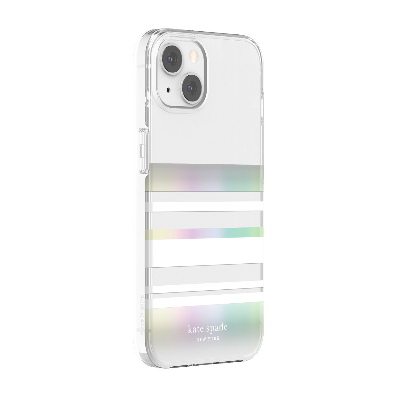 Kate Spade New York iPhone 13 Protective Hardshell, Park Stripe/White/Iridescent