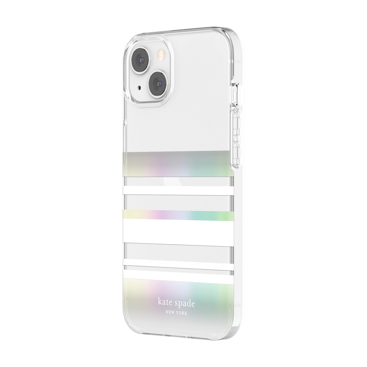 Kate Spade New York iPhone 13 Protective Hardshell, Park Stripe/White/Iridescent