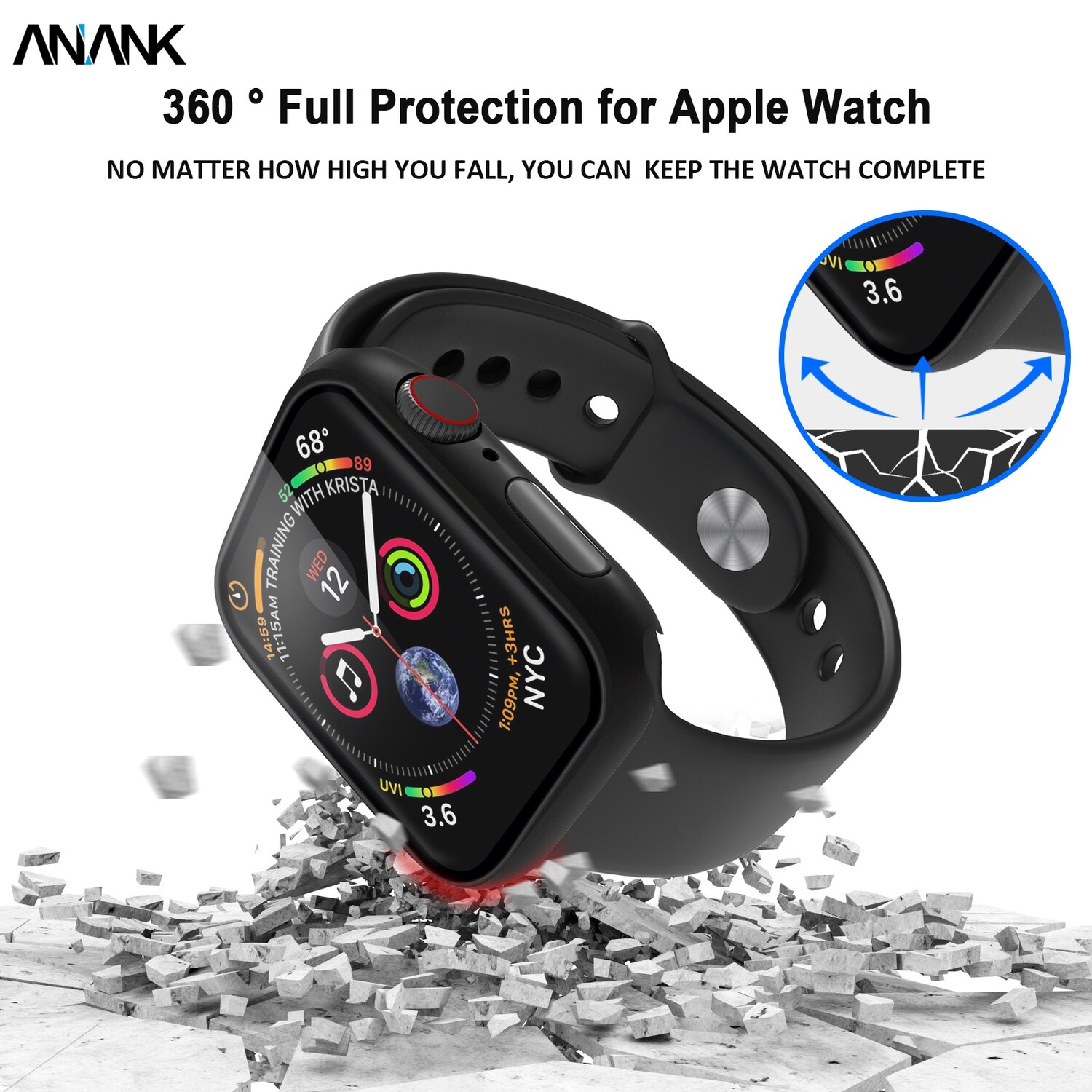 Anank Apple Watch Series (38mm) Screen Guard Case, Transparent