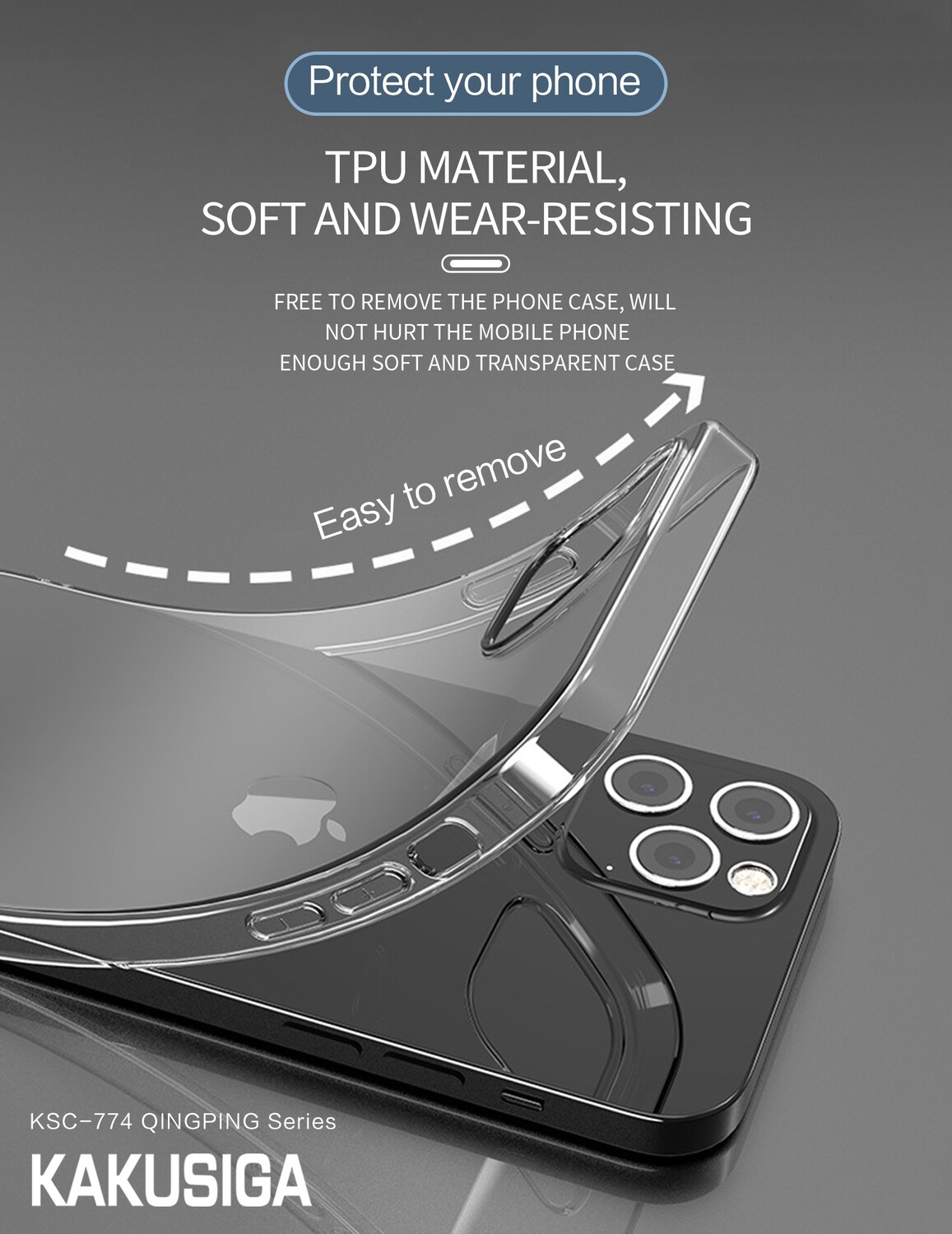 Kaku iPhone 13 Pro Max Case, Transparent